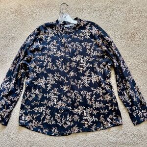 Vince Black and multicolored Silk Floral Blouse